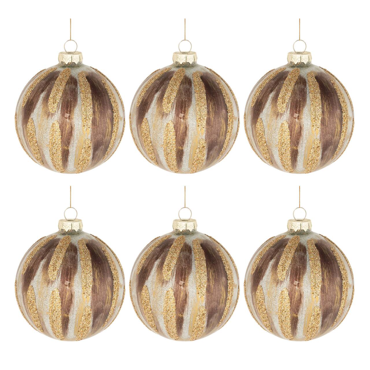 4.5" Glitter Painted Glass Ball Ornaments, 6ct.